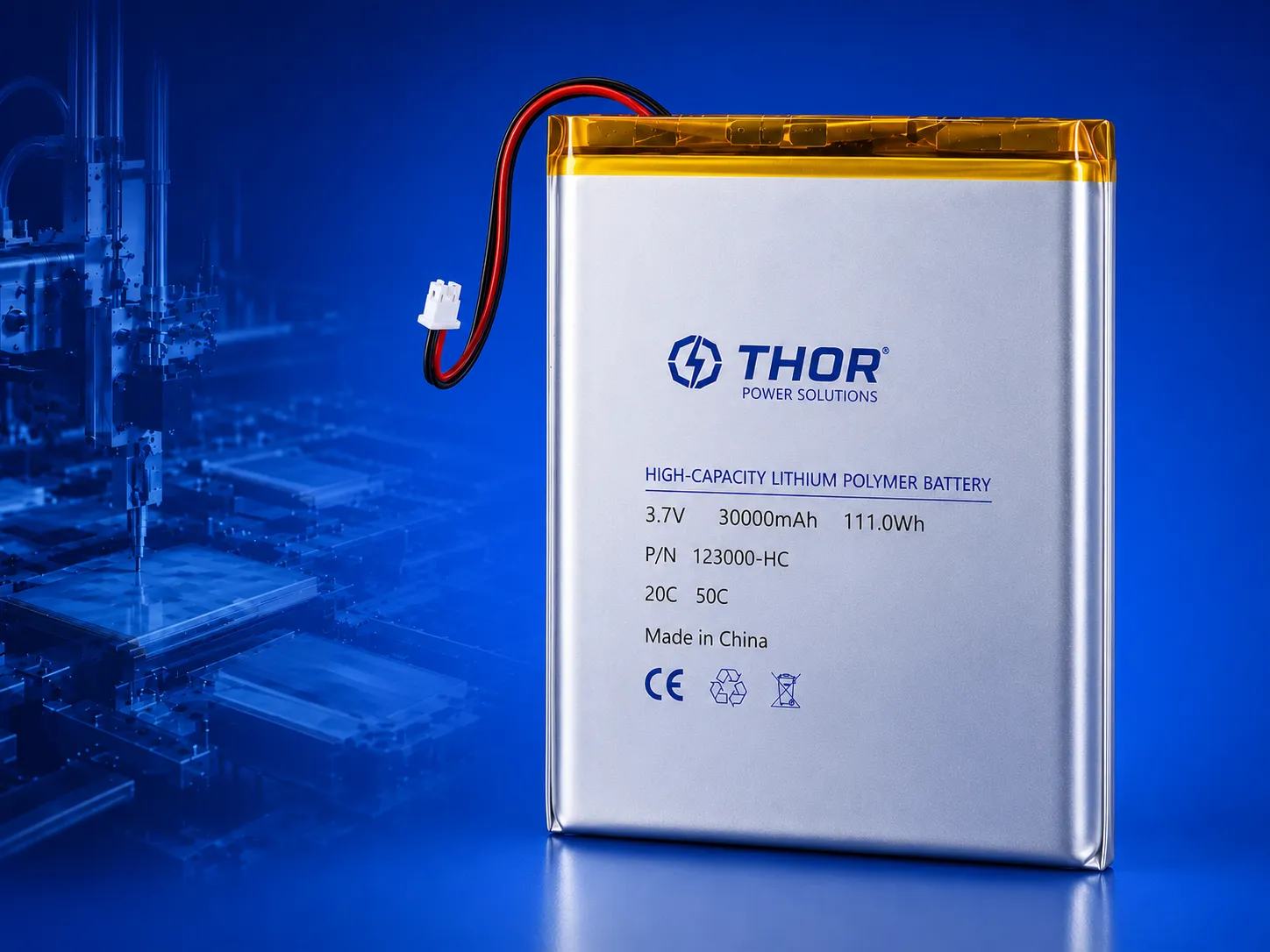 High-capacity LiPo battery product for longer runtime custom rechargeable devices
