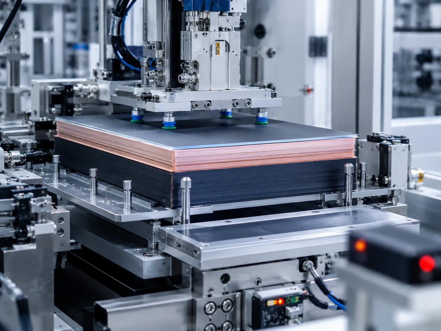 Lithium cell stacking accuracy quality control for electrode alignment and battery safety