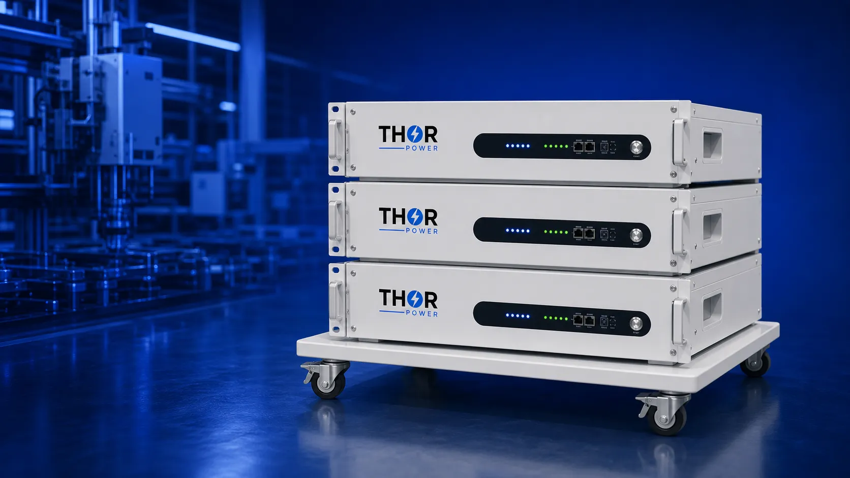 THOR rack-mounted LiFePO4 battery packs for UPS telecom and standby power systems