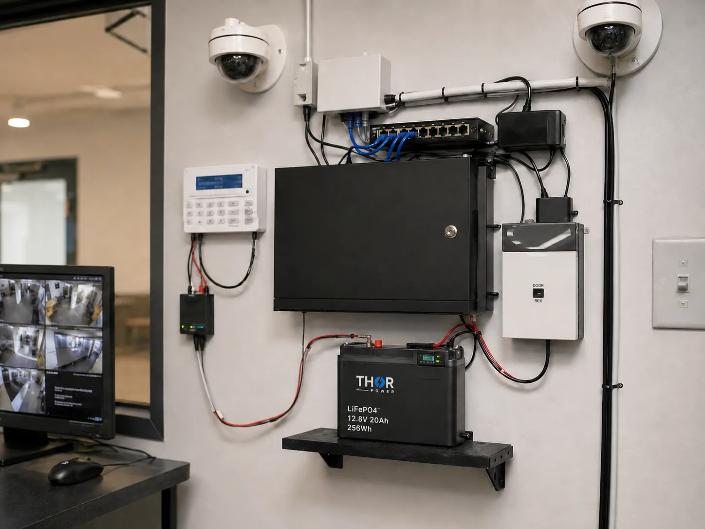 Security and monitoring backup lithium battery for surveillance cameras, alarm systems and reliable backup power