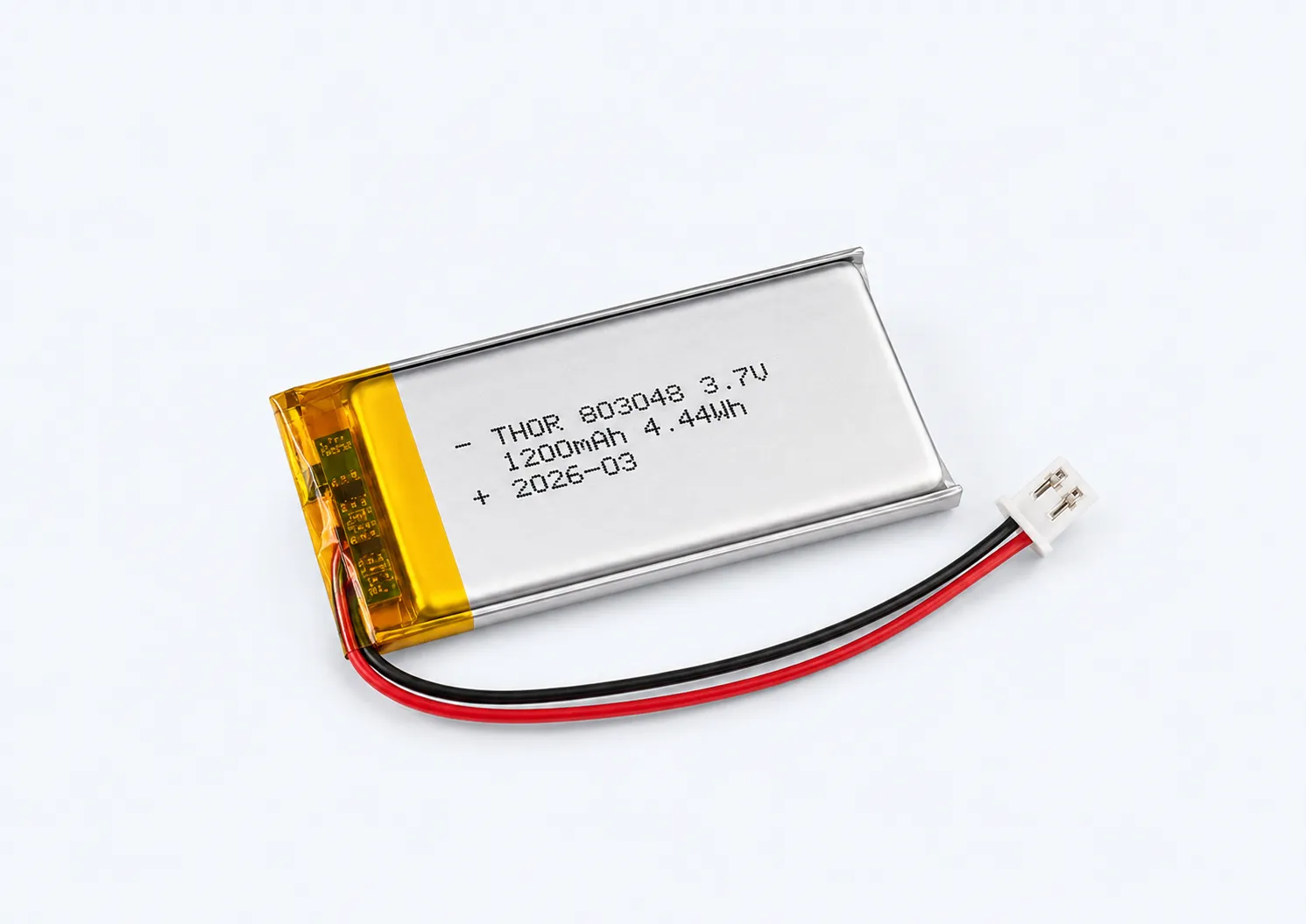 THOR 803048 3.7V 1200mAh LiPo pouch battery with protection PCB and PH connector for OEM applications