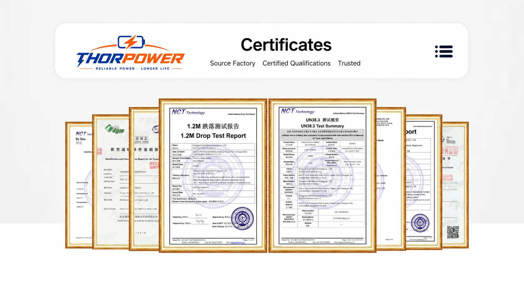 Thor Battery Certifications