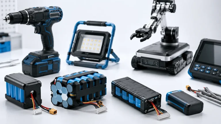 Custom 18650 lithium-ion battery packs designed for power tools, lighting, robotics and industrial electronic applications