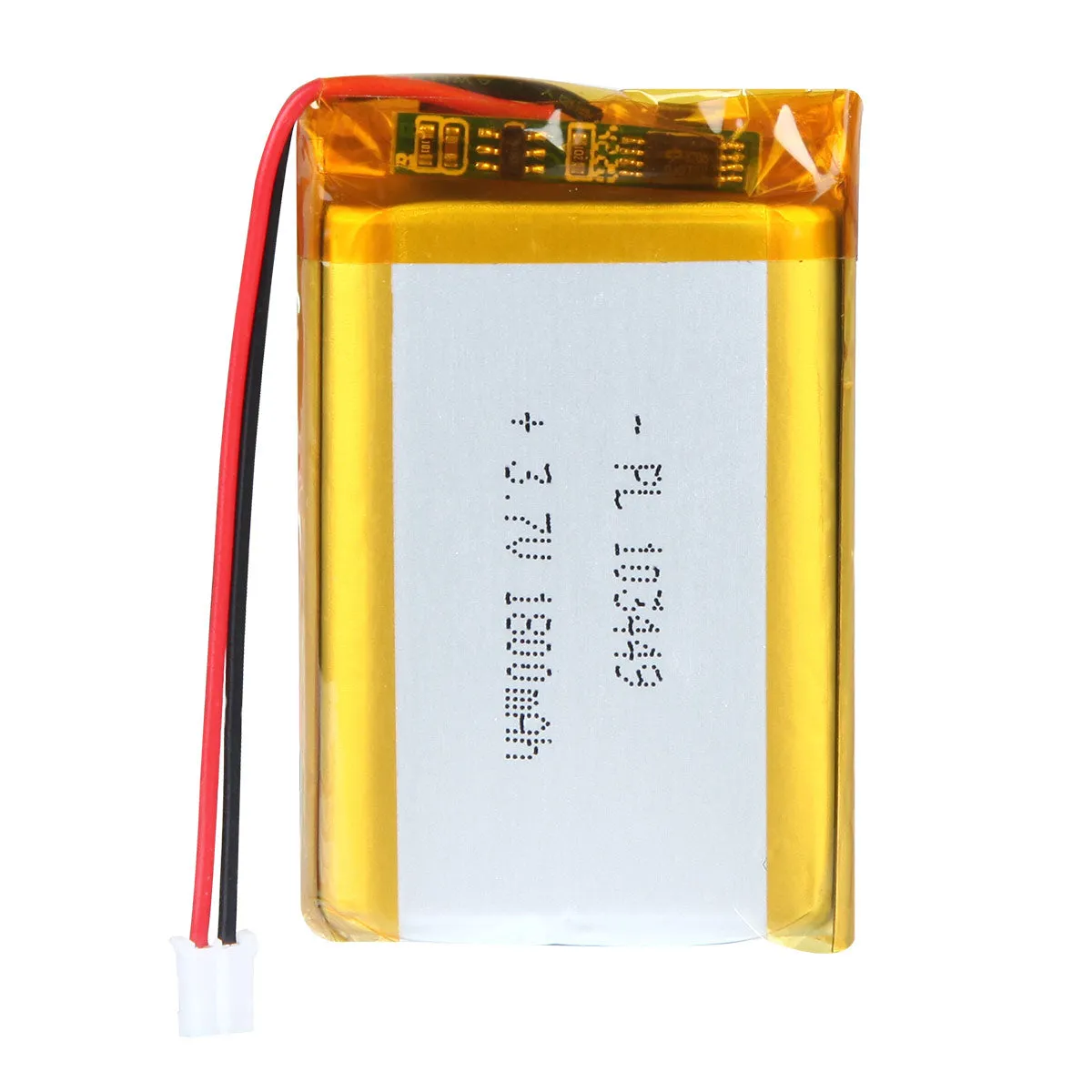thor-103449-lithium-polymer-battery THOR 103449 3.7V 1800mAh lithium polymer battery with PCM protection, red and black lead wires, and 2-pin connector