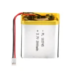THOR 103745 3.7V 2000mAh lithium polymer battery with PCM protection, red and black lead wires, and 2-pin connector