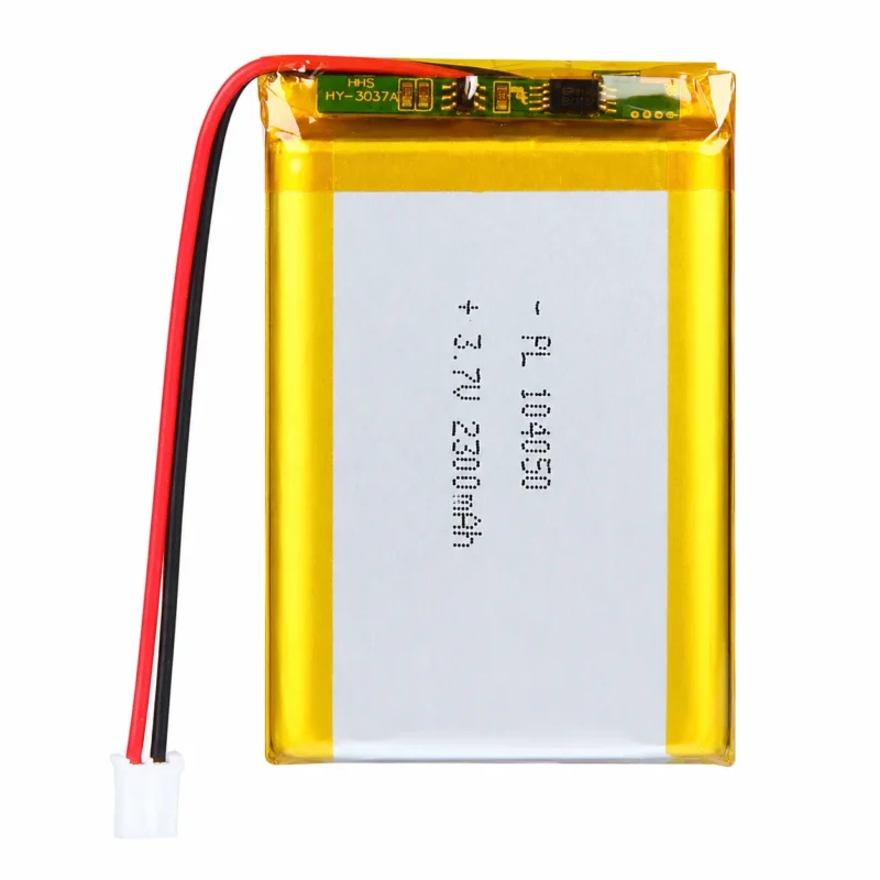 THOR 104050 3.7V 2500mAh lithium polymer battery with PCM protection, red and black lead wires, and 2-pin connector
