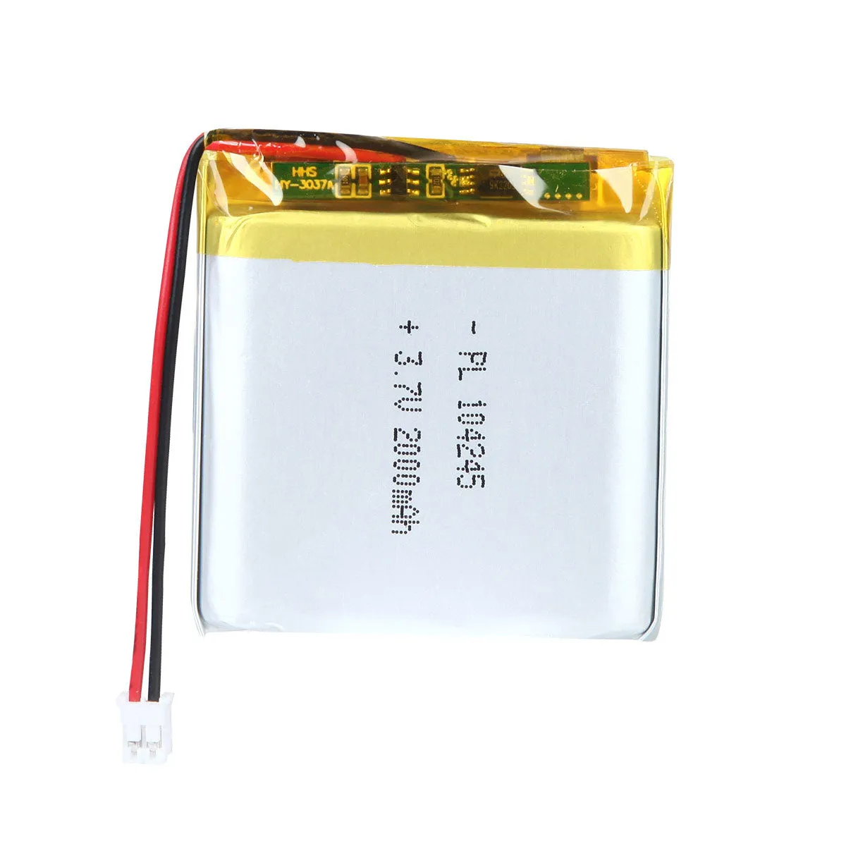thor-104245-lithium-polymer-battery THOR 104245 3.7V 2000mAh lithium polymer battery with PCM protection, red and black lead wires, and 2-pin connector