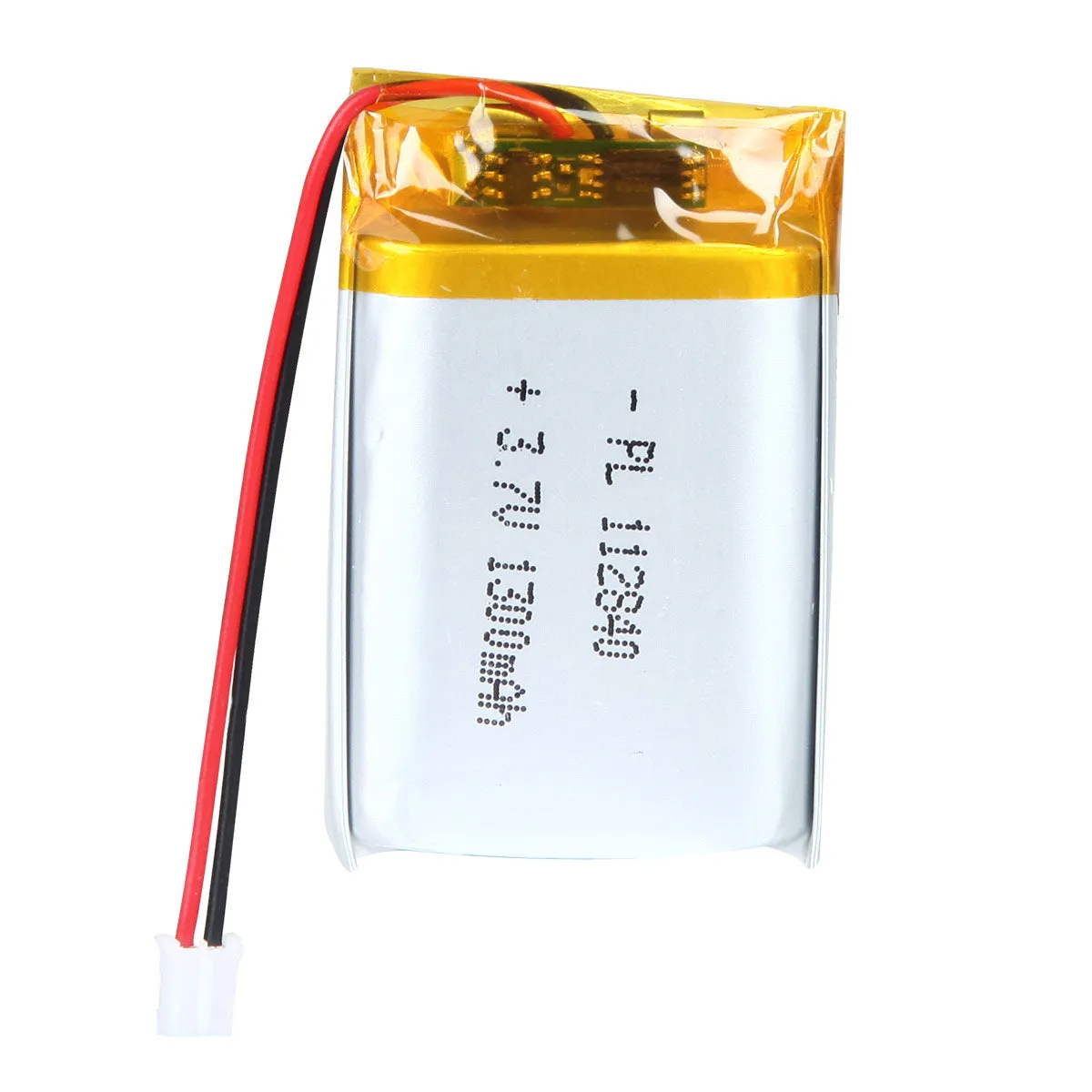 thor-112840-lithium-polymer-battery THOR 112840 3.7V 1300mAh lithium polymer battery with PCM protection, red and black lead wires, and 2-pin connector