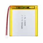 THOR 115659 3.7V 5000mAh lithium polymer battery with PCM protection, red and black lead wires, and 2-pin connector