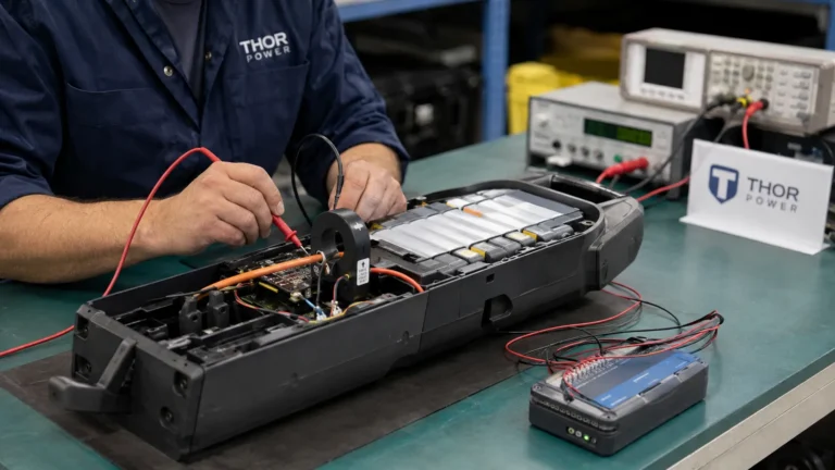 Battery pack prototype testing inside a final OEM device enclosure