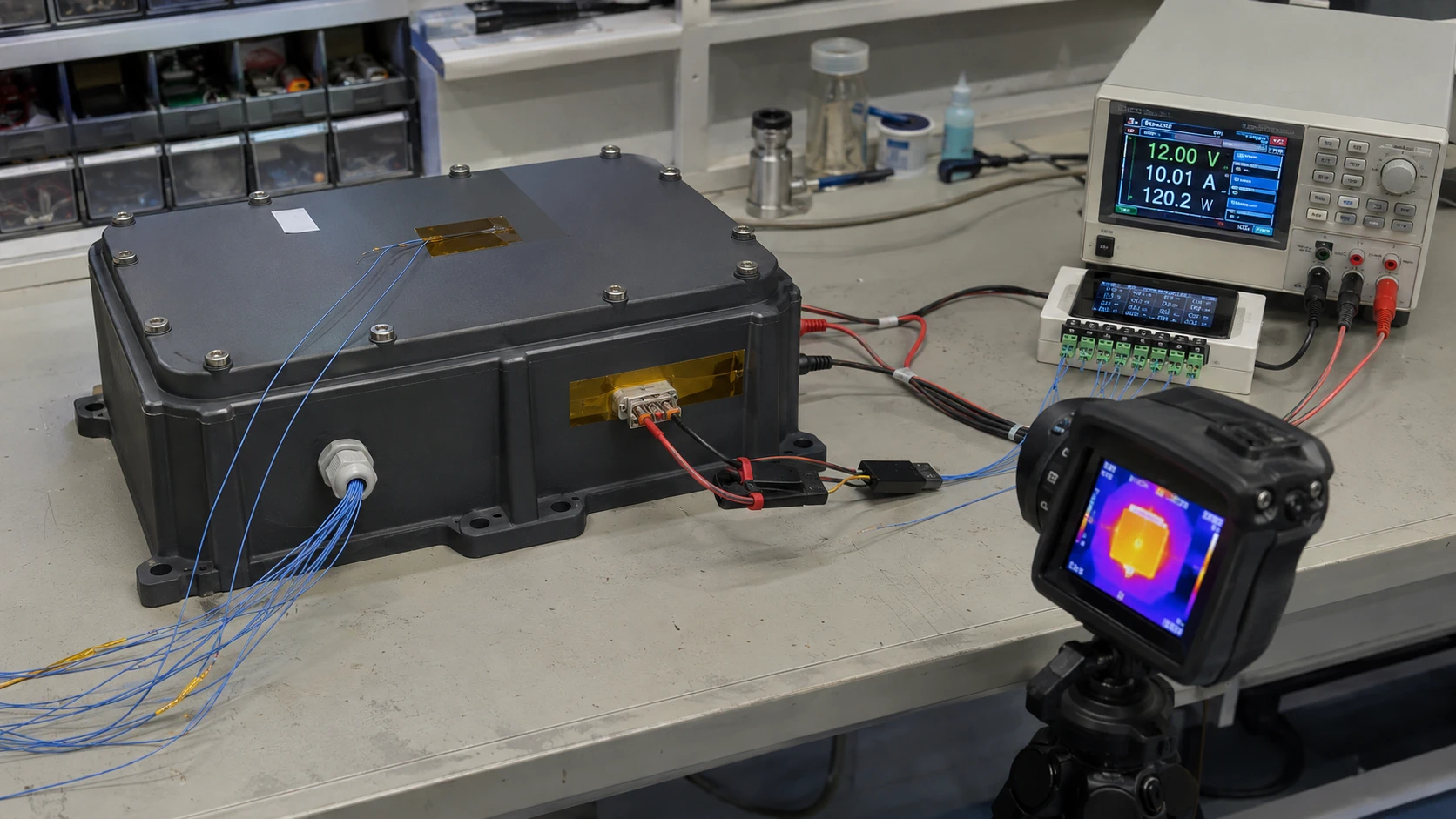 Battery pack thermal management testing inside a sealed OEM product enclosure