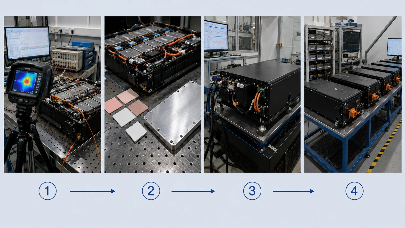 Battery thermal validation stages from heat-source screening to pilot production