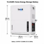 THOR Power 10.24kWh cabinet LiFePO4 home energy storage battery dimensions 600 x 240 x 680 mm