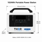 THOR Power 1024Wh 1500W LiFePO4 portable power station dimensions 340 x 220 x 250 mm