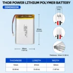 3.7V 5000mAh Lithium Polymer (LiPo) Battery with Connector | THOR-105085 - Image 2