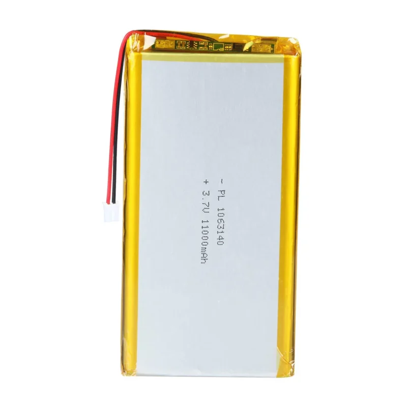THOR 1063140 3.7V 11000mAh lithium polymer battery with PCM protection, red and black lead wires, and 2-pin connector