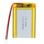 THOR 124060 3.7V 3600mAh lithium polymer battery with PCM protection, red and black lead wires, and 2-pin connector