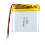 THOR 125050 3.7V 4000mAh lithium polymer battery with PCM protection, red and black lead wires, and 2-pin connector