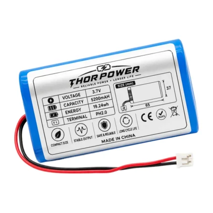 THOR 3.7V 5200mAh 1S2P 18650 battery pack with PCM and PH2.0 connector