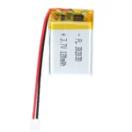THOR 302030 3.7V 120mAh lithium polymer battery with PCM protection, red and black lead wires, and 2-pin connector