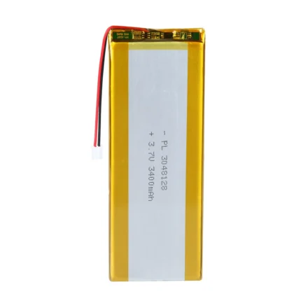THOR 3048128 3.7V 3400mAh lithium polymer battery with PCM protection, red and black lead wires, and 2-pin connector