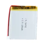 THOR 344762 3.7V 1250mAh lithium polymer battery with PCM protection, red and black lead wires, and 2-pin connector