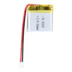 THOR 372727 3.7V 310mAh lithium polymer battery with PCM protection, red and black lead wires, and 2-pin connector