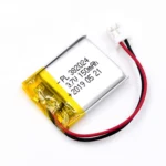 THOR 382024 3.7V 150mAh lithium polymer battery with PCM protection, red and black lead wires, and 2-pin connector
