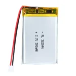 THOR 383046 3.7V 500mAh lithium polymer battery with PCM protection, red and black lead wires, and 2-pin connector