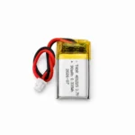 THOR 401225 3.7V 90mAh lithium polymer battery with PCM protection, red and black lead wires, and 2-pin connector