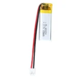 THOR 401230 3.7V 100mAh lithium polymer battery with PCM protection, red and black lead wires, and 2-pin connector