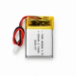 THOR 402525 3.7V 200mAh lithium polymer battery with PCM protection, red and black lead wires, and 2-pin connector
