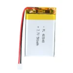 THOR 403048 3.7V 500mAh lithium polymer battery with PCM protection, red and black lead wires, and 2-pin connector