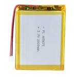 THOR 405675 3.7V 2000mAh lithium polymer battery with PCM protection, red and black lead wires, and 2-pin connector