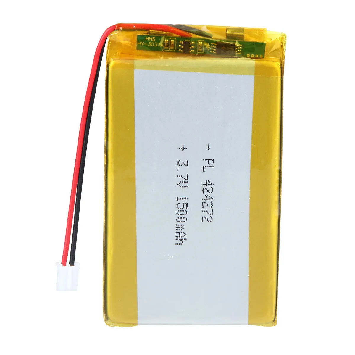thor-424272-lithium-polymer-battery THOR 424272 3.7V 1500mAh lithium polymer battery with PCM protection, red and black lead wires, and 2-pin connector