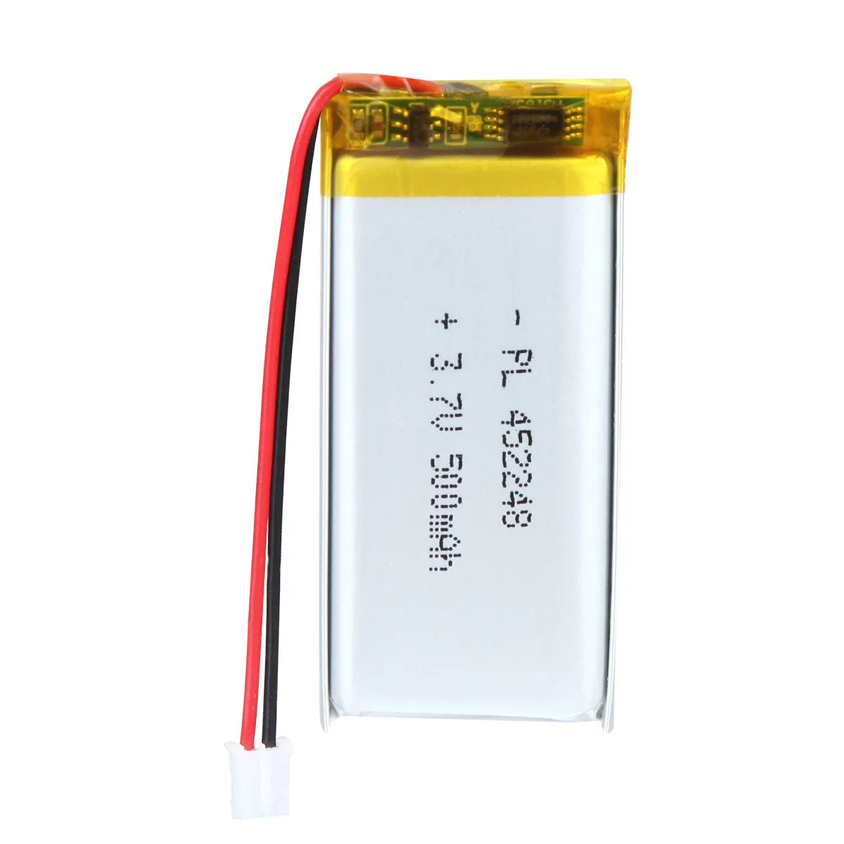 thor-452248-lithium-polymer-battery THOR 452248 3.7V 500mAh lithium polymer battery with PCM protection, red and black lead wires, and 2-pin connector