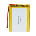 THOR 485573 3.7V 2500mAh lithium polymer battery with PCM protection, red and black lead wires, and 2-pin connector