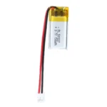 THOR 501227 3.7V 130mAh lithium polymer battery with PCM protection, red and black lead wires, and 2-pin connector