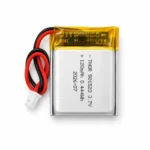 THOR 501520 3.7V 120mAh lithium polymer battery with PCM protection, red and black lead wires, and 2-pin connector