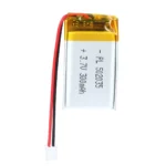 THOR 502035 3.7V 300mAh lithium polymer battery with PCM protection, red and black lead wires, and 2-pin connector