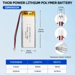 3.7V 500mAh Lithium Polymer (LiPo) Battery with Connector | THOR-502050 - Image 2
