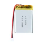 THOR 503550 3.7V 1000mAh lithium polymer battery with PCM protection, red and black lead wires, and 2-pin connector