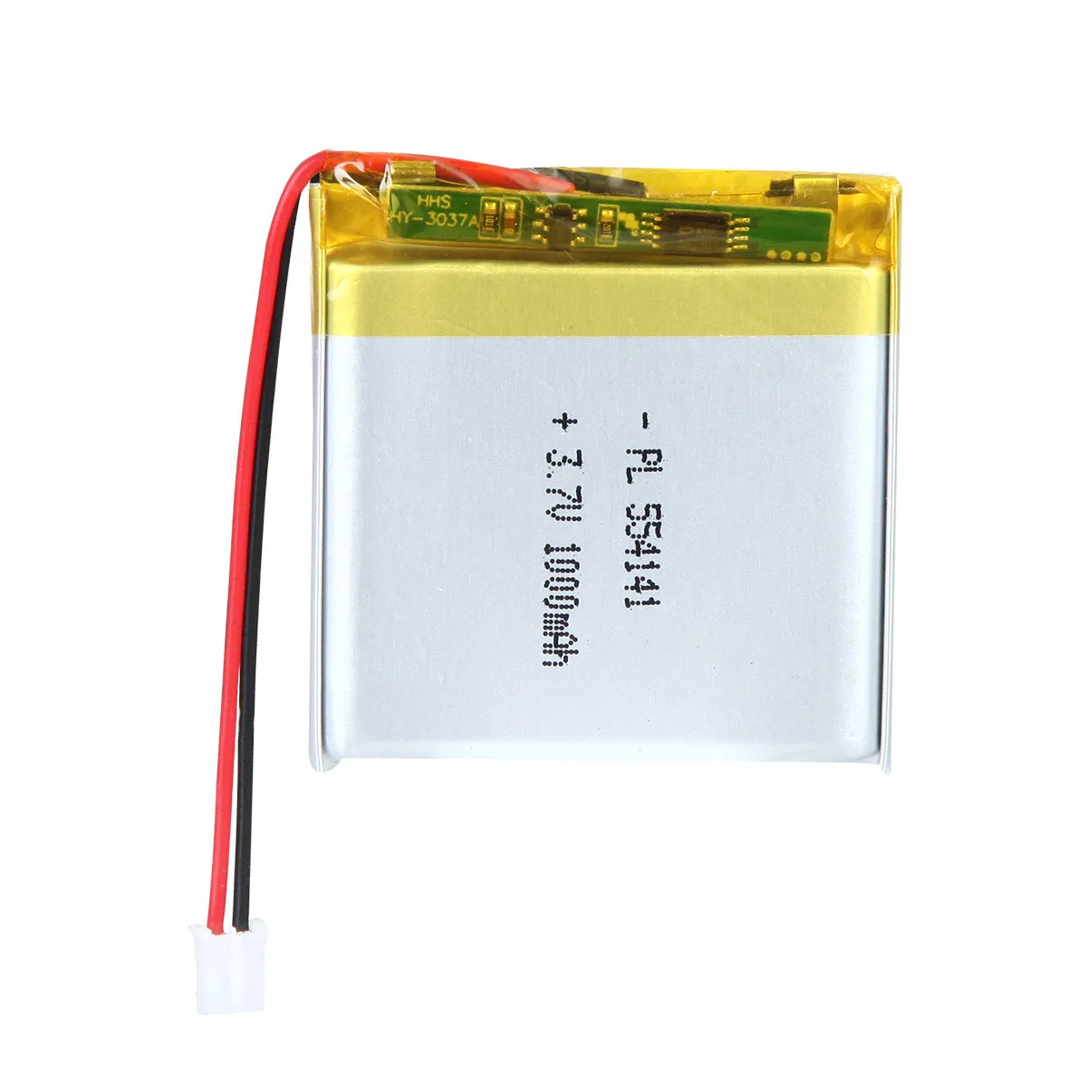 thor-554141-lithium-polymer-battery THOR 554141 3.7V 1000mAh lithium polymer battery with PCM protection, red and black lead wires, and 2-pin connector