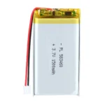 THOR 583460 3.7V 1500mAh lithium polymer battery with PCM protection, red and black lead wires, and 2-pin connector