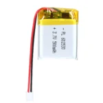 THOR 602530 3.7V 500mAh lithium polymer battery with PCM protection, red and black lead wires, and 2-pin connector