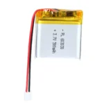 THOR 603030 3.7V 500mAh lithium polymer battery with PCM protection, red and black lead wires, and 2-pin connector