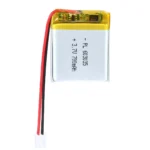 THOR 603035 3.7V 700mAh lithium polymer battery with PCM protection, red and black lead wires, and 2-pin connector