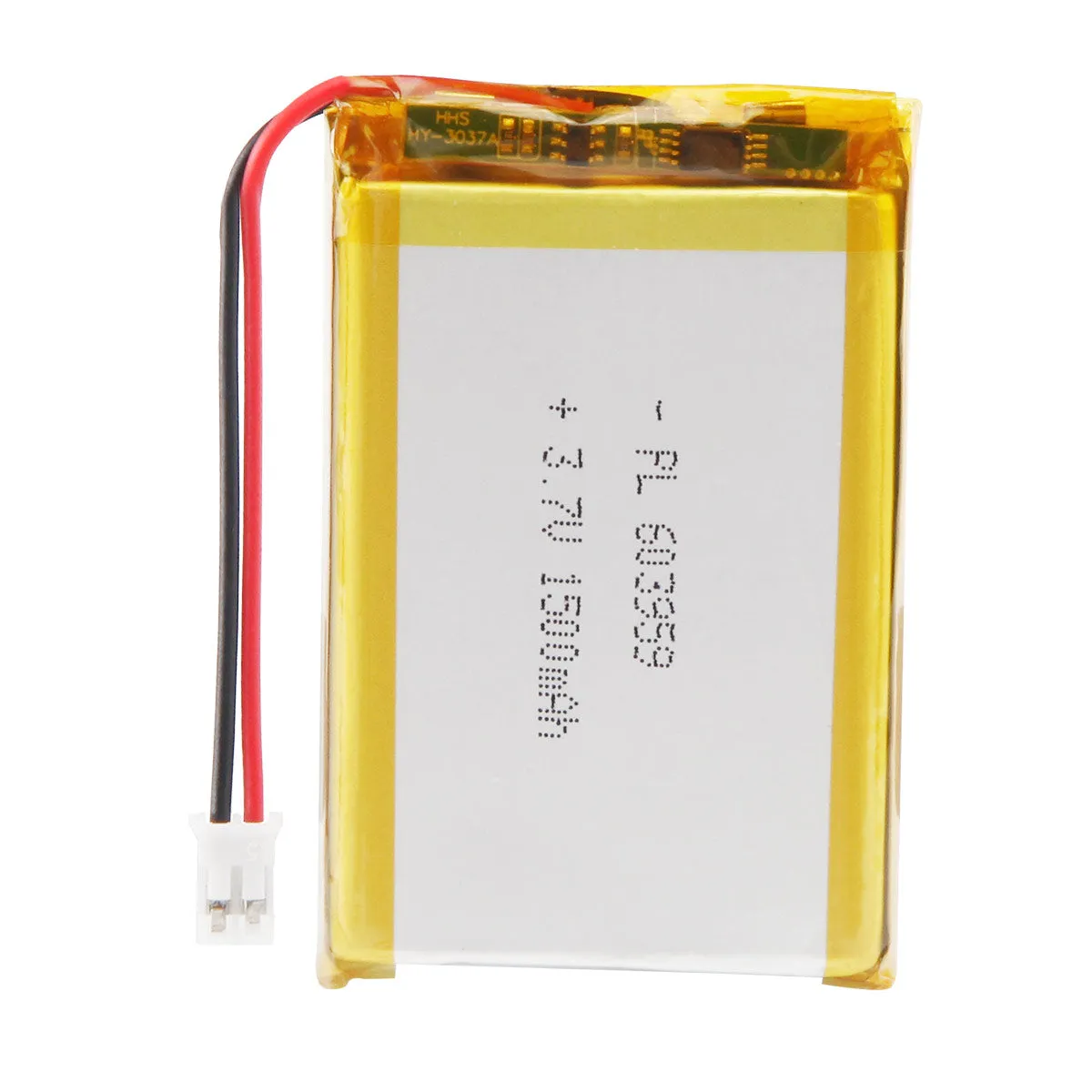 thor-603959-lithium-polymer-battery THOR 603959 3.7V 1500mAh lithium polymer battery with PCM protection, red and black lead wires, and 2-pin connector