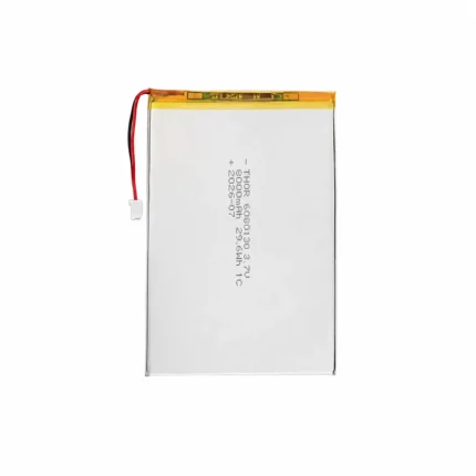 THOR 6080130 3.7V 8000mAh lithium polymer battery with PCM protection, red and black lead wires, and 2-pin connector