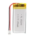 THOR 652249 3.7V 650mAh lithium polymer battery with PCM protection, red and black lead wires, and 2-pin connector
